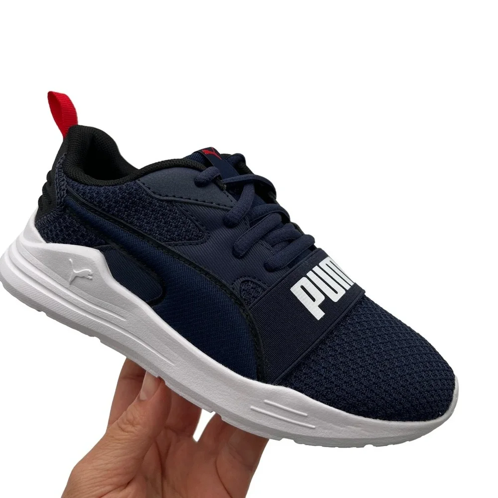 Puma Youth Boys Running Shoes Size‎ 2 Navy Blue Lightweight Lace Up Sneakers